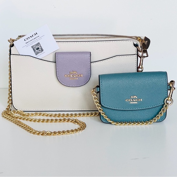 Coach Authentic Leather Poppy Color-Block Crossbody with Detachable Card Case - Picture 9 of 16